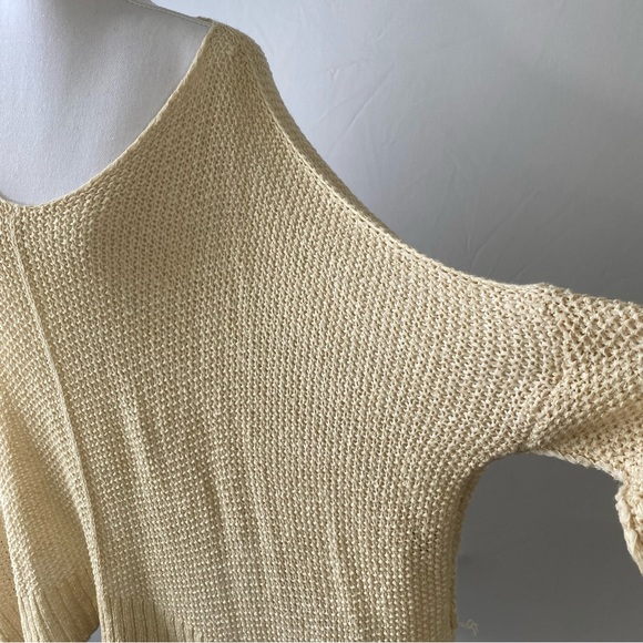 Cream open knit casual dropped shoulder sweater pullover - Picture 15 of 16